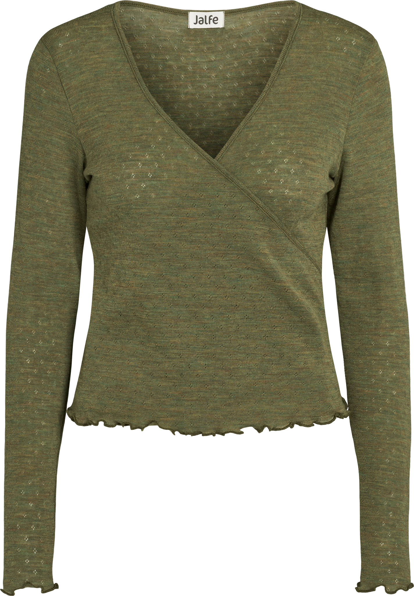 Wrap shirt eyelet merino